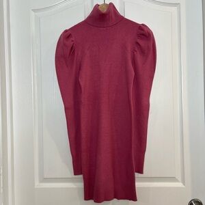 Forever 21 Women’s Turtle Neck Mutton Long Sleeves Sweater Dress Soft Pink Sz L